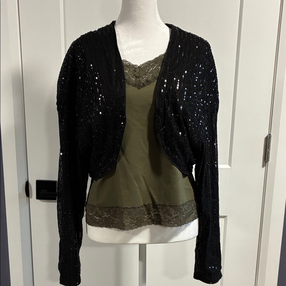 SHEIN Black Sequinned Bolero - size Latge